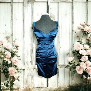 Nicole Miller Royal Blue Satin Mini Dress